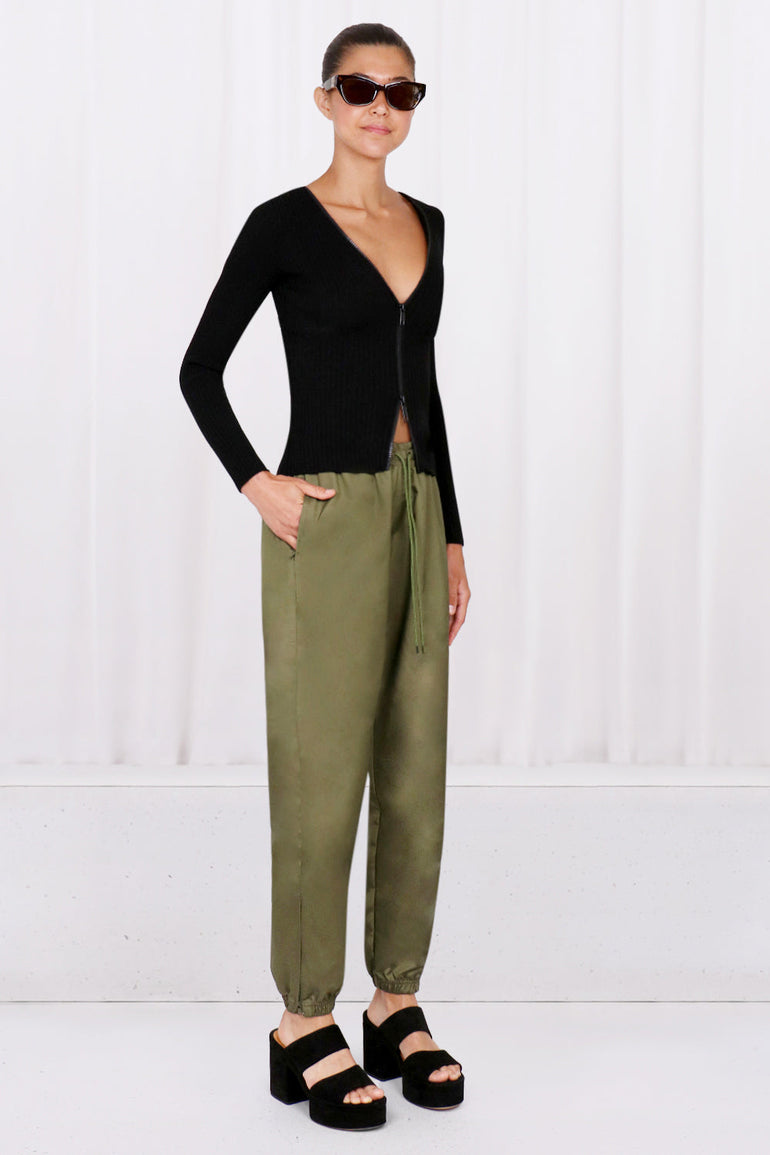 WARDROBE NYC RTW UTILITY SHELL TAPERED PANT | MILITARY GREEN