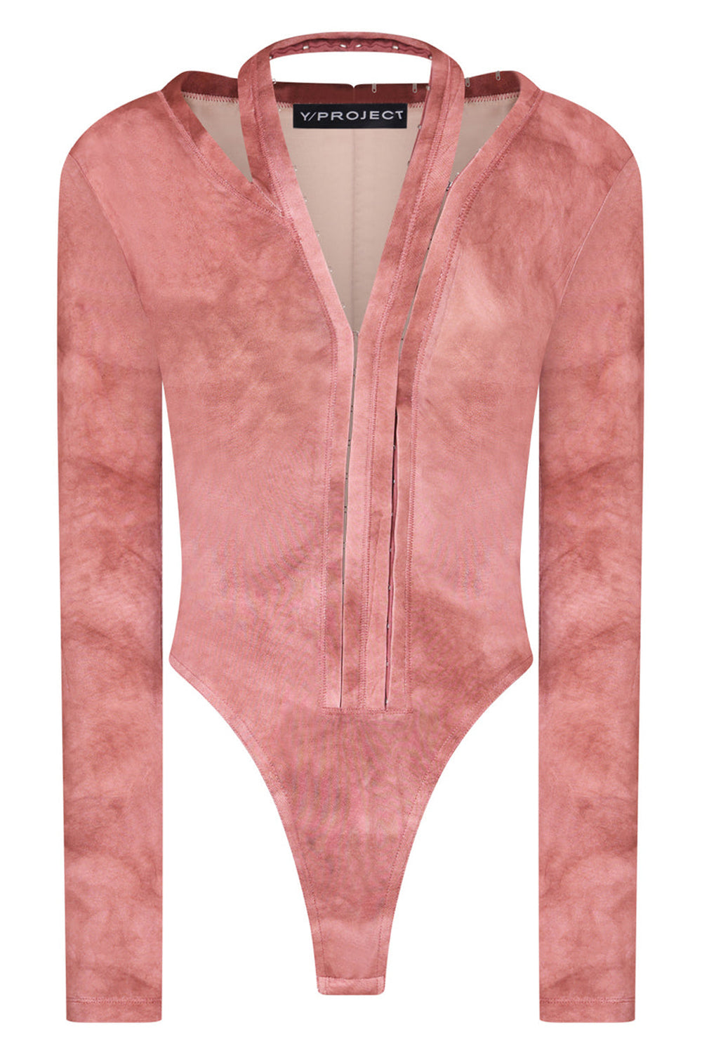 Blush Pink Bodysuit - Crushed Velvet Bodysuit - Long Sleeve Deep V