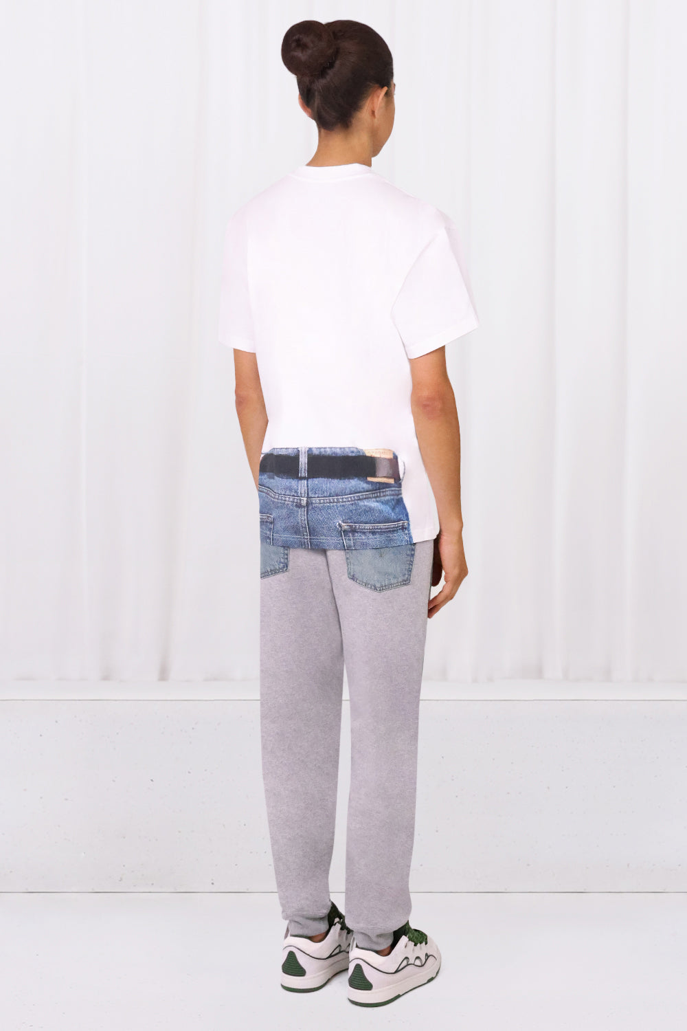 TROMPE L'OEIL Y BELT T-SHIRT | WHITE/NAVY